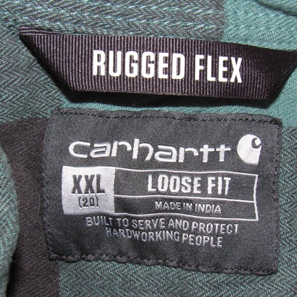 Carhartt Teal Green Rugged Flex Flannel Check Plaid Shirt Women's XXLarge XXL - Picture 9 of 9